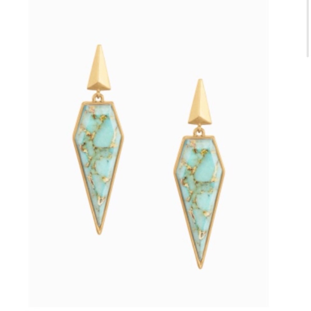 Stella & Dot | Modern Linear GOLD + Tyrquoise Winona Drop Earrings